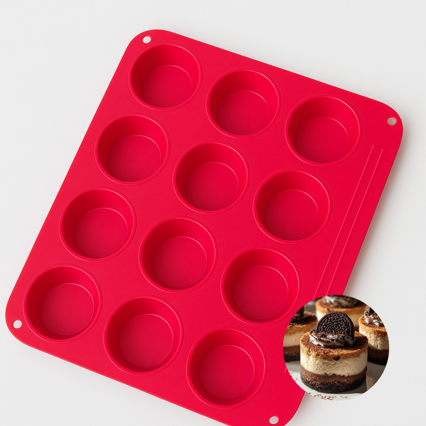 Tavă din silicon pentru brioșe și deserturi – 12 forme