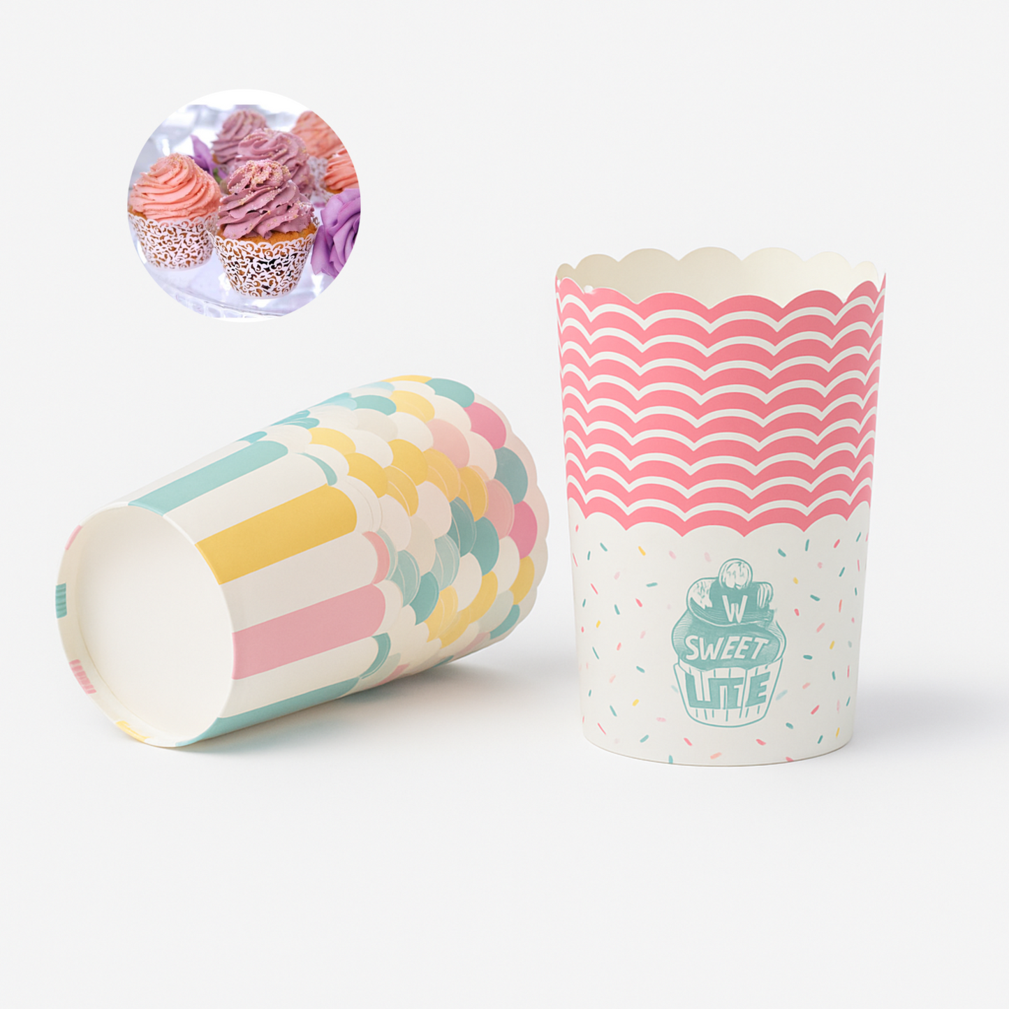 Forme de Copt din Hartie Rainbow Ø7x6cm - 24buc